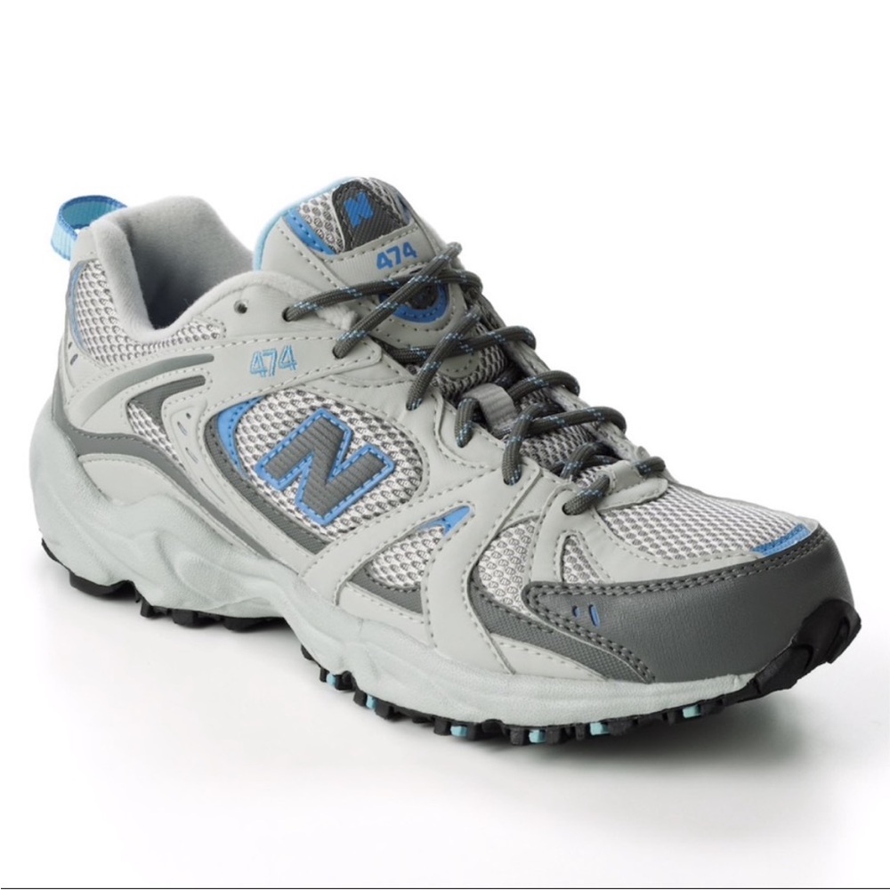 New Balance 474 Trail Running Hiking Shoes Grey & Blue Size 7